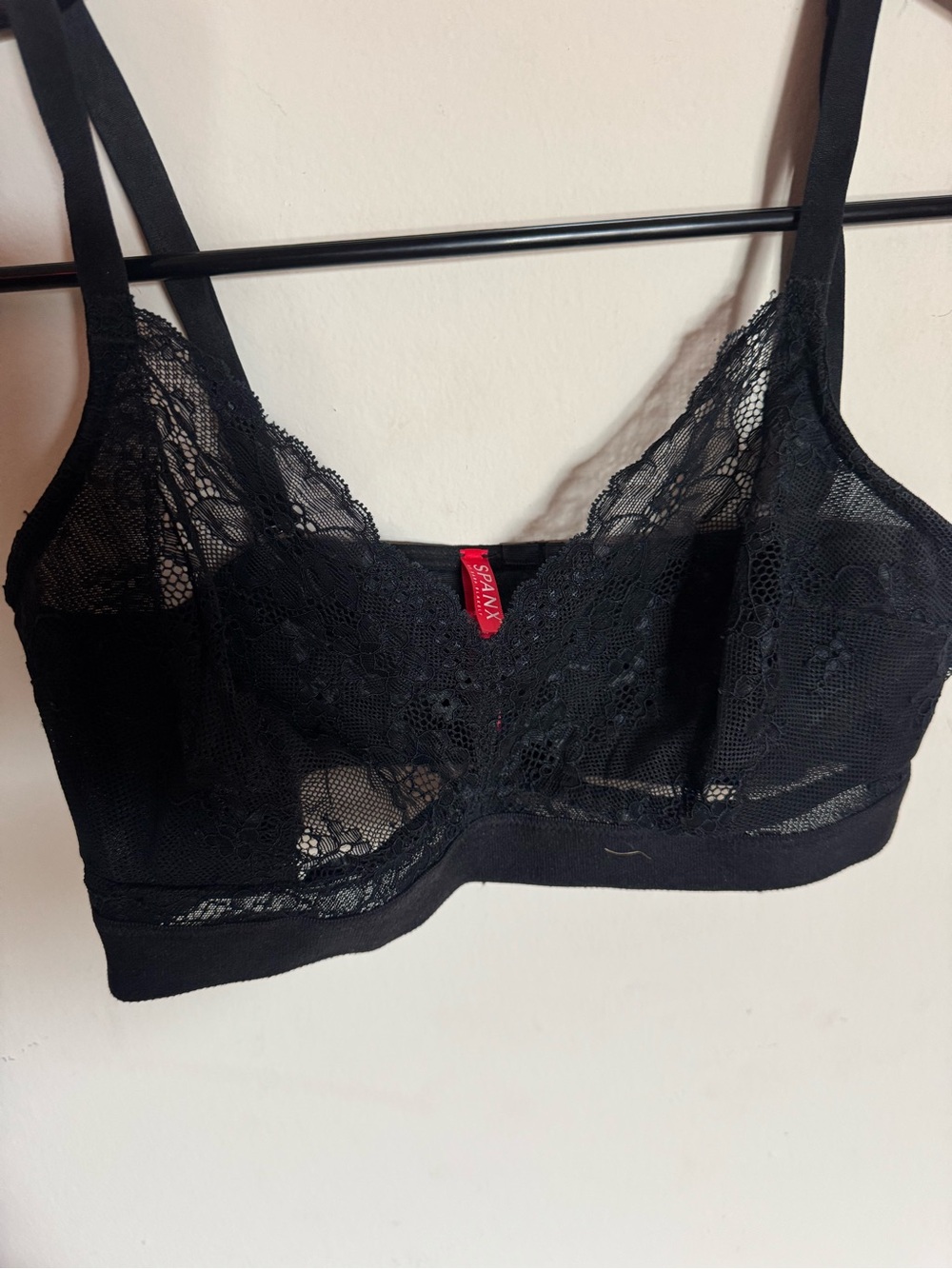 SPANX Black Lace Bralette with Sheer Floral Panels